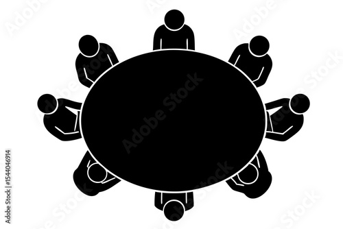 Top-View Circular Table Collaboration Meeting – Teamwork & Discussion Visual Concept