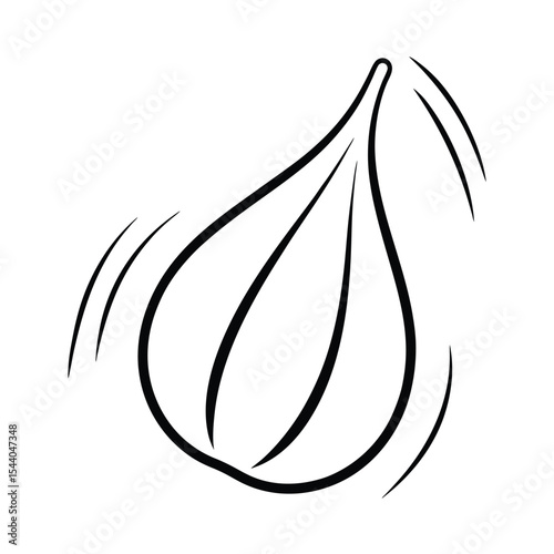 garlic clove in motion drawn in dynamic sketch Vector illustration