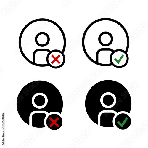 User Access Icons – Approved and Denied Profile Symbols Set