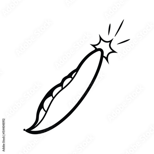 opened pea pod with burst effect in fun sketch Vector illustration