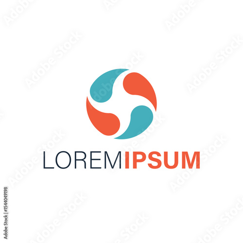 Free Download Abstract logo design with teal and orange shapes isolated on white background - GFXLoad