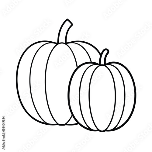 whole and sliced pumpkin in side by side sketch Vector illustration
