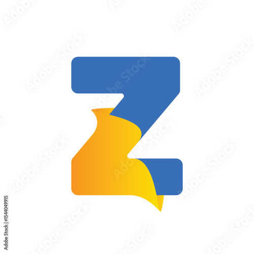 Abstract logo design featuring the letter z in blue and orange gradient isolated on white background