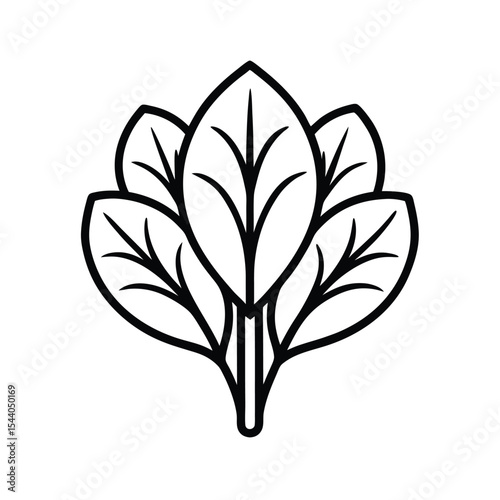 bunch of spinach leaves in thin line artwork Vector illustration