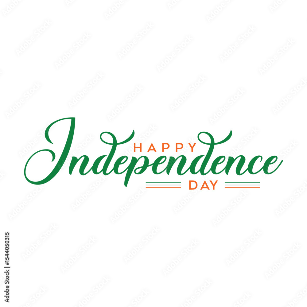 Fototapeta premium Happy Independence Day Calligraphic Typography Text with Tri Color Indian Flag Background Design. Happy Independence Day text Vector