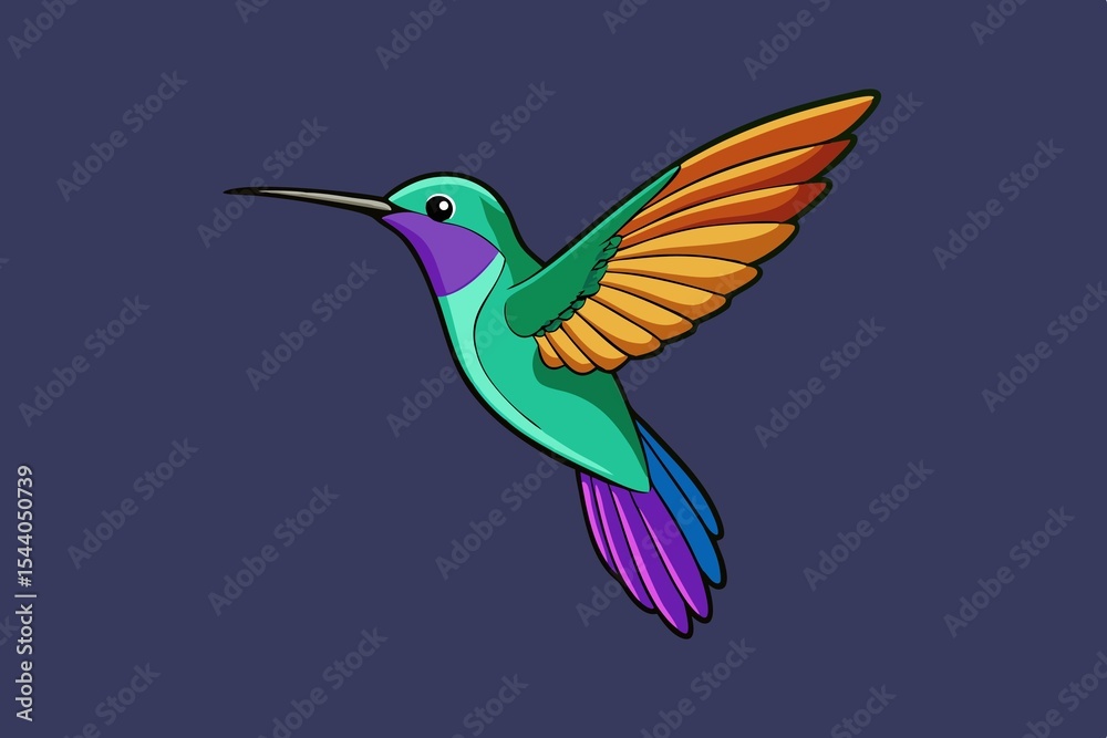 Obraz premium A striking digital illustration of a hummingbird illustration on background