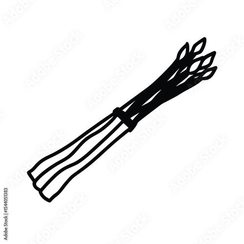 asparagus bundle tied with string in neat line art Vector illustration