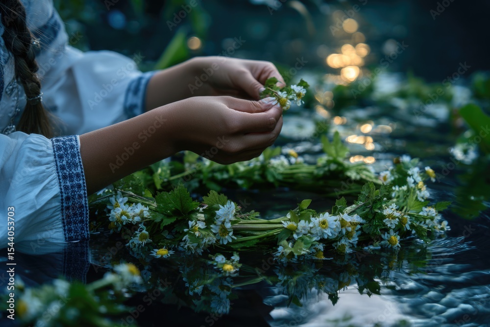 Obraz premium Ivan Kupala holiday: slavic tradition, cultural ritual, ancient festivity, seasonal event, traditional observance, folk custom, regional celebration, symbolic practice, community festivity