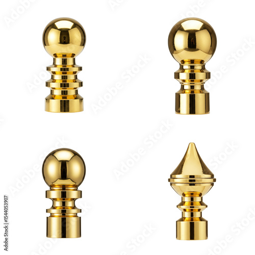 Decorative gold flagpole finials in various designs and styles  