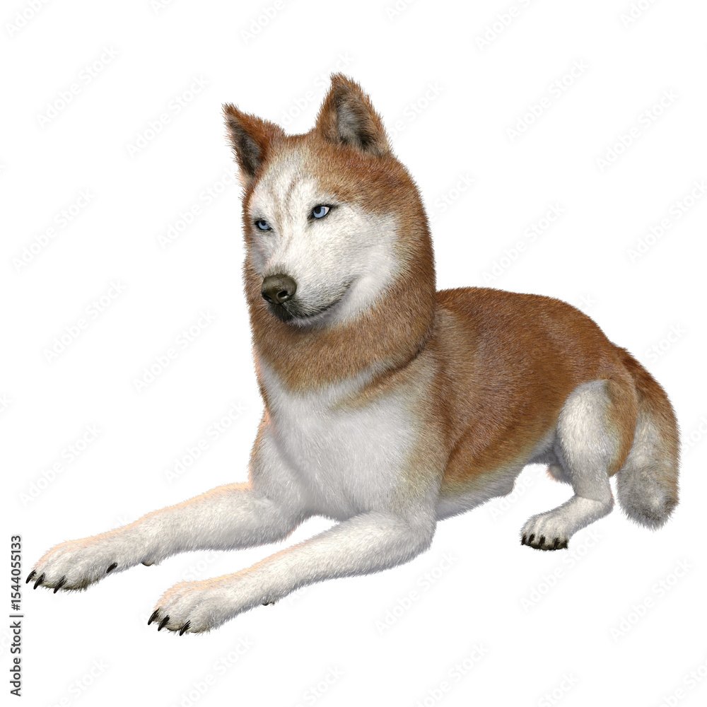 Fototapeta premium 3D rendered fantasy husky dog isolated on transparent background