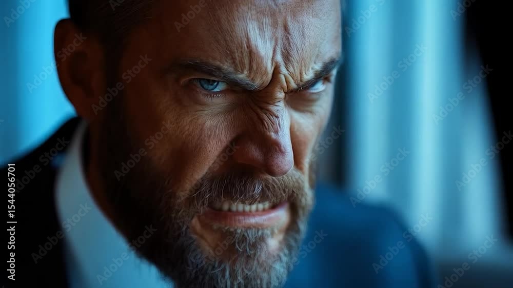 Close-up of an angry man's face