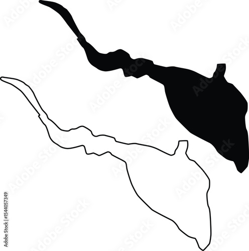Map of Silver Lake Delaware USA Silhouette Flat and Outline Design