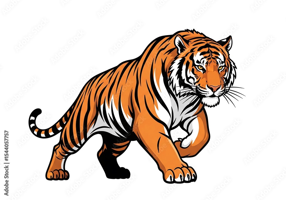 Obraz premium International Tiger Day social media template vector illustration. International Tiger Day. Suitable for banners, greeting cards, templates, etc. Tiger on white background