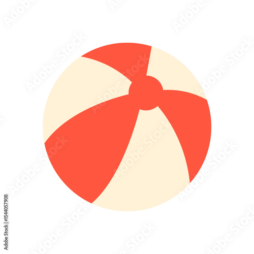 Flat vector cartoon illustration of a colorful inflatable beach ball. For summer, beach, pool and vacation-themed design. Isolated on white background.