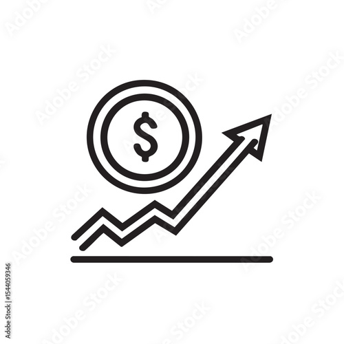 Growth trend of investment with rising dollar symbol and arrow