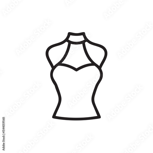Fashion design concept for modern dress with elegant neckline