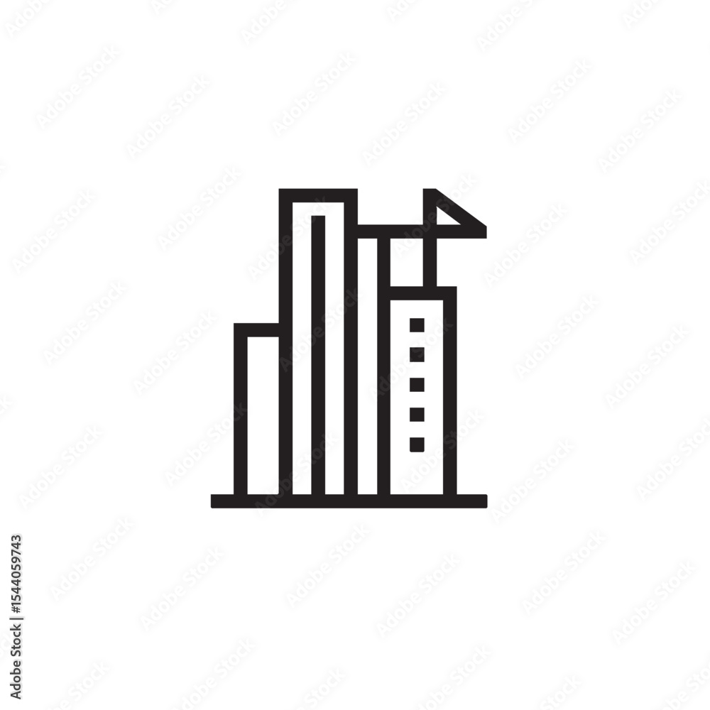 Modern city skyline with construction crane and developing buildings Modern city skyline with construction crane and developing buildings
