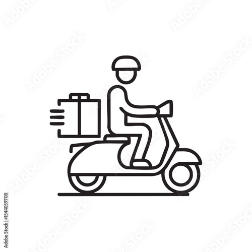 Delivery rider on scooter with briefcase for fast service