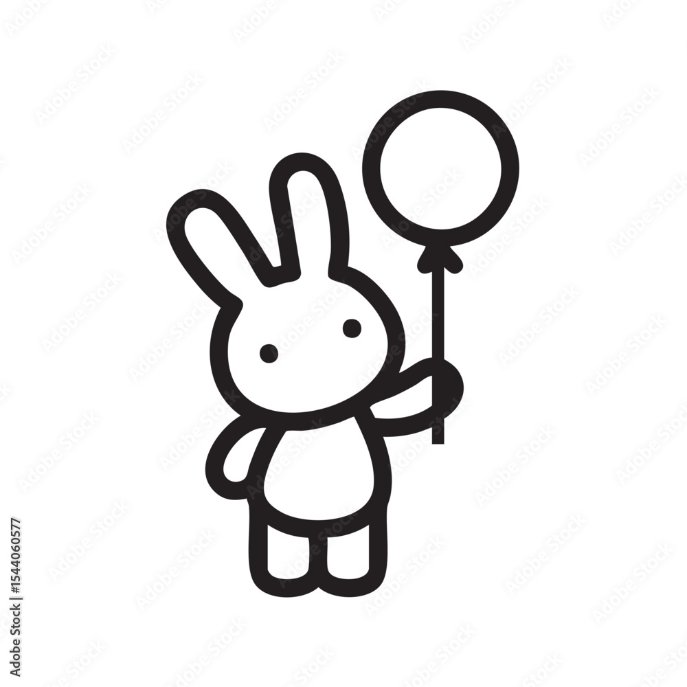 Obraz premium Cute rabbit holding a balloon, perfect for childrens celebrations