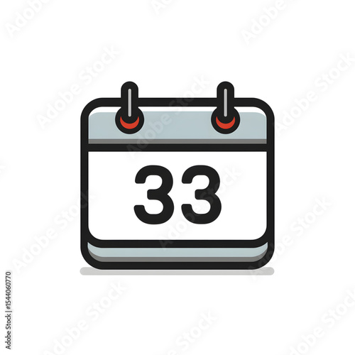 flat vector illustration of a calendar date icon for mobile UI, minimal design, no gradients no shadows, bold outlines, white background