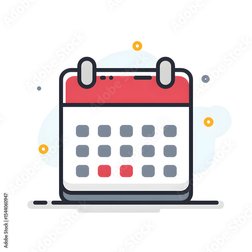 lat vector illustration of a calendar event icon for app UI, minimal design, no gradients no shadows, bold outlines, white background