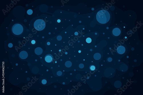 Abstract blue particle bokeh background. Dark, modern, futuristic digital light pattern. Deep space night sky, technology, science, data, or dreamy mystical atmosphere vector illustration.