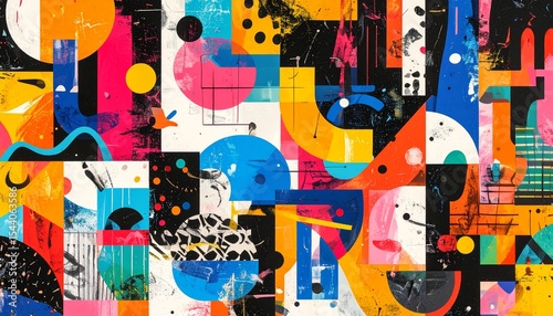 Clashing Typography Collage with Offbeat Shapes and Flat Icons