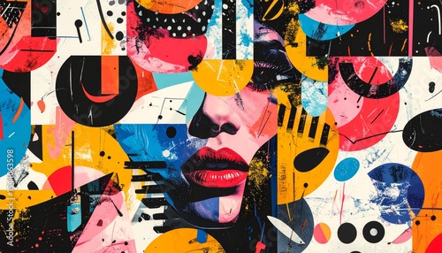 Clashing Typography Collage with Offbeat Shapes and Flat Icons