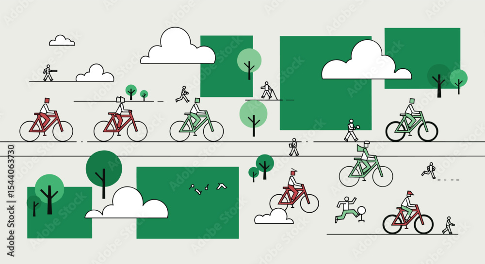 Obraz premium People Biking in the Park on a Sunny Day