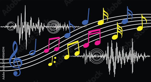 Harmonious Sounds A Symphony of Music Notes and Waves