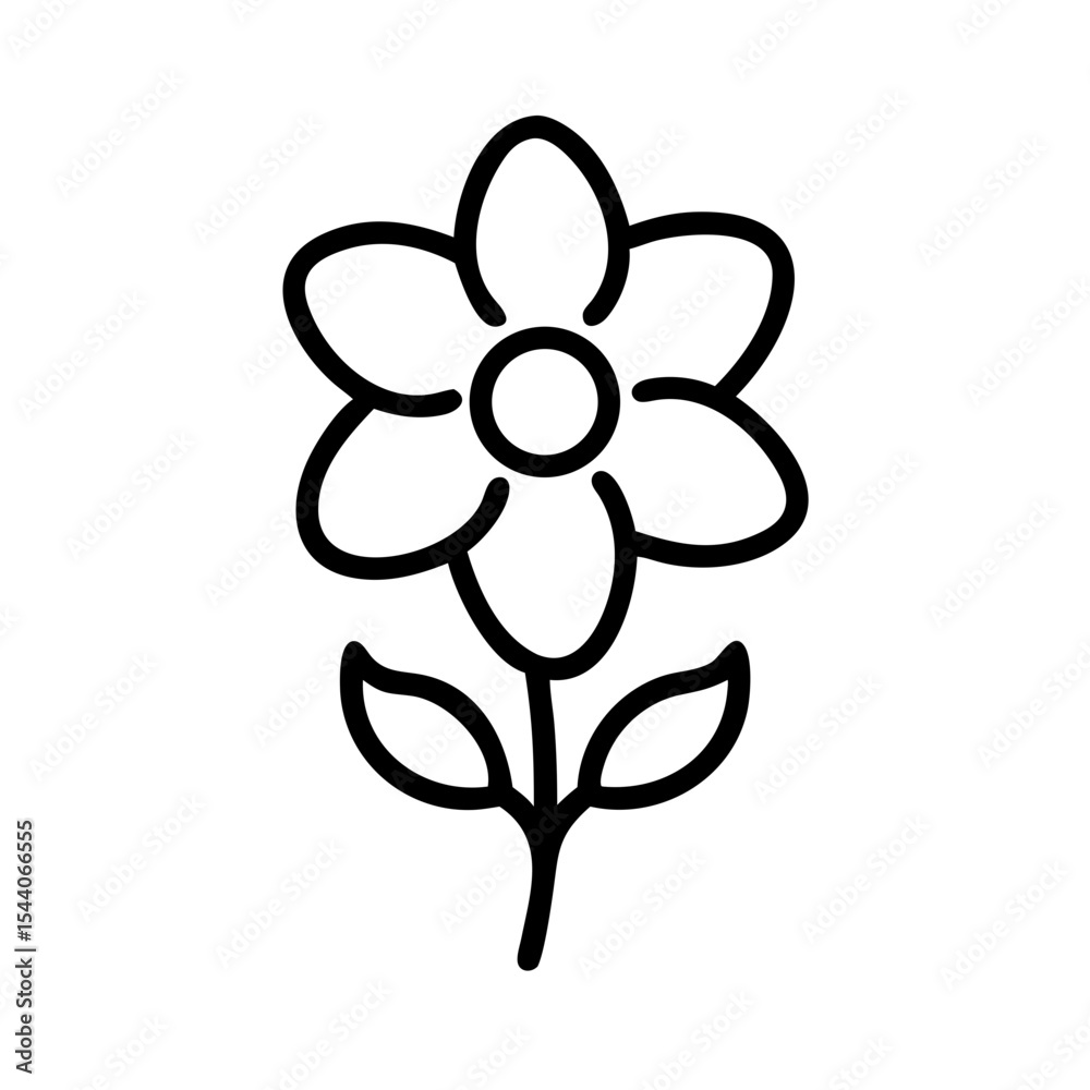 Fototapeta premium Flower line art and outline vector icon