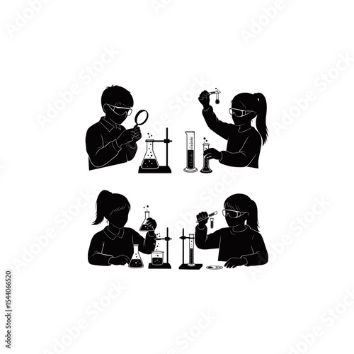 children silhouette vector learning labs