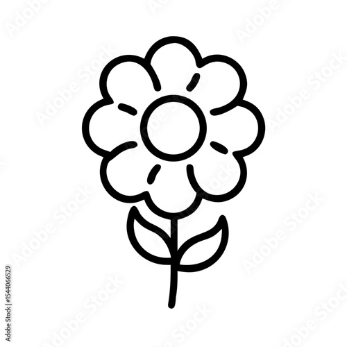 Flower line art and outline vector icon