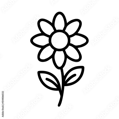 Flower line art and outline vector icon