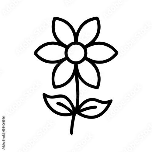 Flower line art and outline vector icon