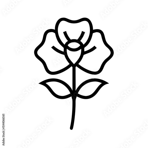 Flower line art and outline vector icon