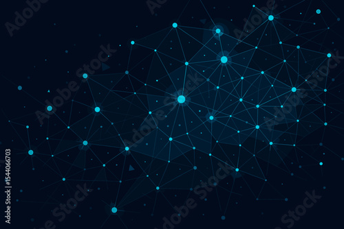 Futuristic digital network abstract background with glowing blue connections. Technology, global communication, data stream, internet, AI, blockchain, big data concept. Modern scientific grid.