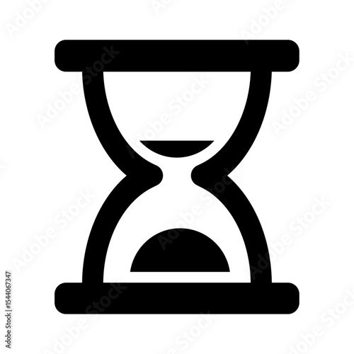 Black and White Hourglass Icon Simple Time Management Symbol Sandglass Graphic Design Element
