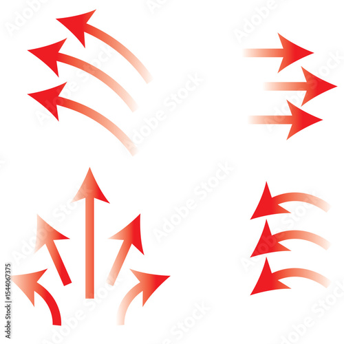 Vector Set of Blue Air Flow and Wind Direction Arrows for Ventilation and Motion Design