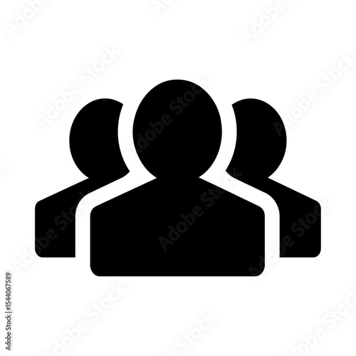 Three Black Silhouettes Group Icon People Team Unity Collaboration Symbol vector

