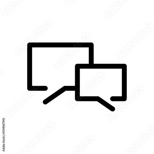 Two Black Speech Bubbles Overlapping Communication Dialogue Icon Graphic Design Element
