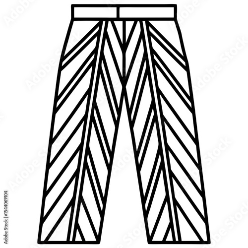 Elegant Geometric Line Art Pants – Vector on White