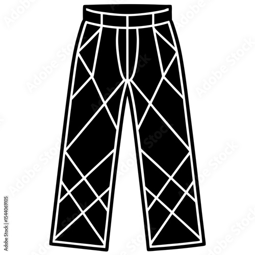 Elegant Geometric Line Art Pants – Vector on White