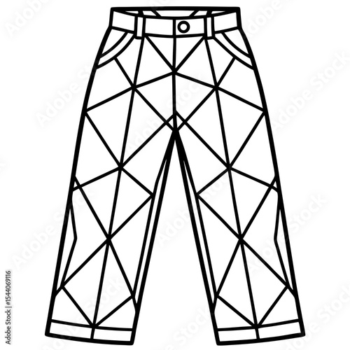 Elegant Geometric Line Art Pants – Vector on White