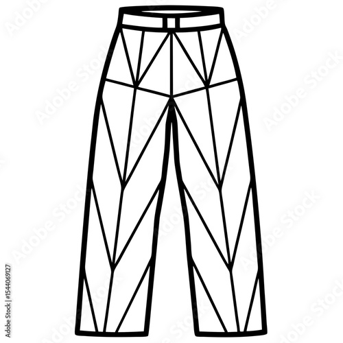 Elegant Geometric Line Art Pants – Vector on White