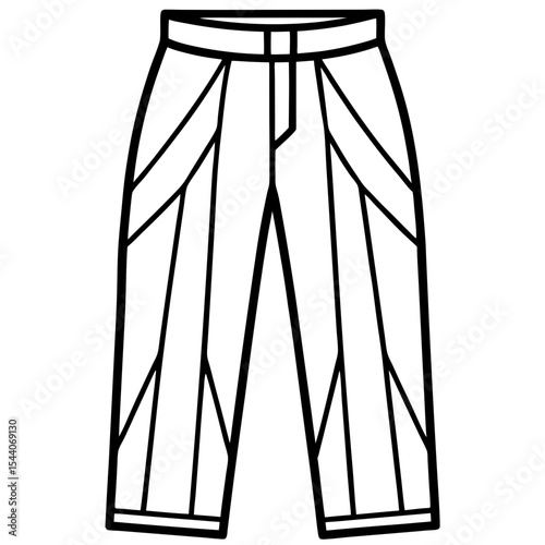Elegant Geometric Line Art Pants – Vector on White