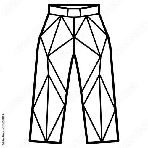 Elegant Geometric Line Art Pants – Vector on White