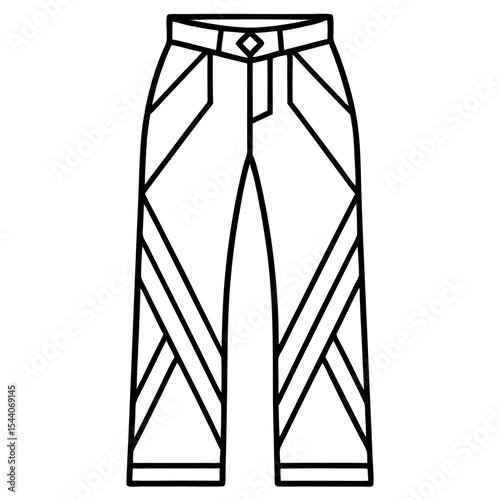 Elegant Geometric Line Art Pants – Vector on White
