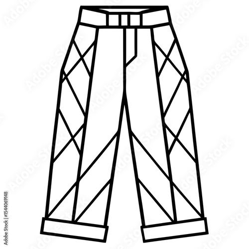 Elegant Geometric Line Art Pants – Vector on White