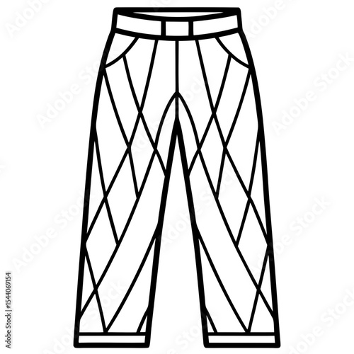 Elegant Geometric Line Art Pants – Vector on White